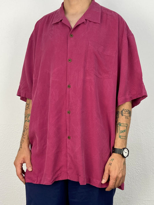 Camisa seda pura vtg Bahamas bordô