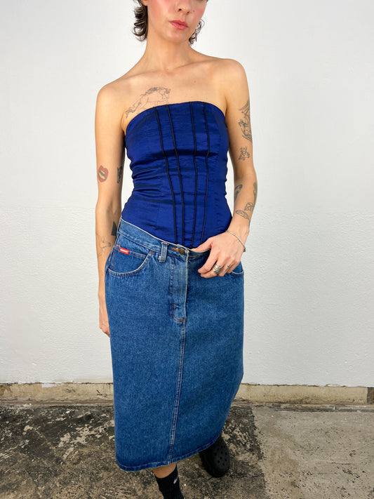 Corset azul zíper