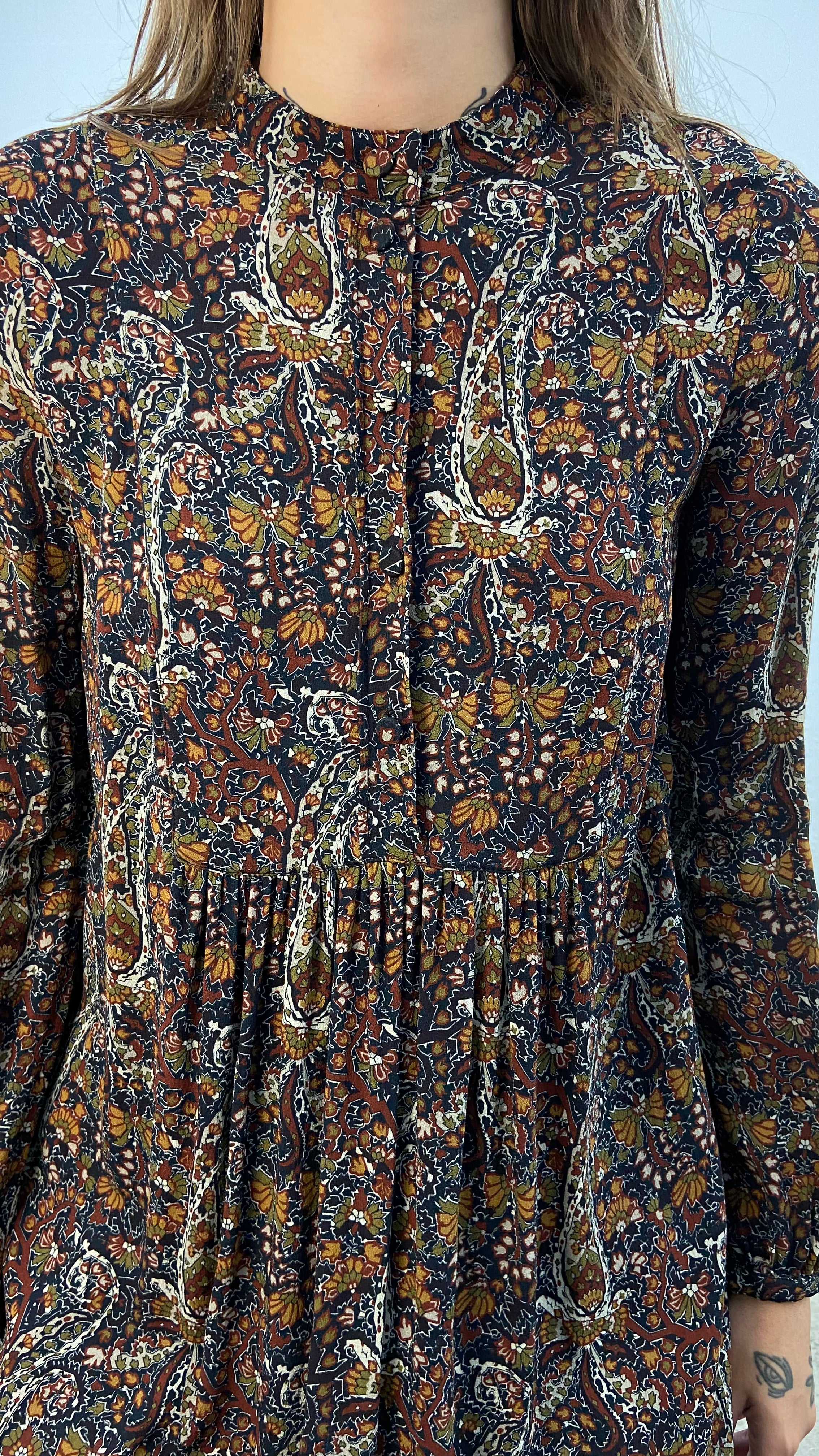 vestido saint laurent 2016 paisley manga longa crepe de seda